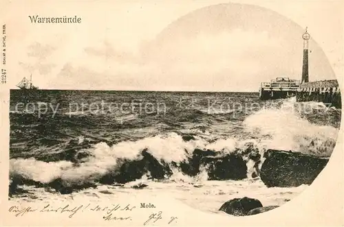 AK / Ansichtskarte Warnemuende Ostseebad Mole Leuchtturm Kat. Rostock