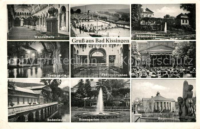 AK / Ansichtskarte Bad Kissingen Wandelhalle Schwimmbad Rosengarten