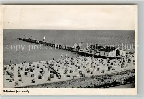 AK / Ansichtskarte Zinnowitz Ostseebad Strand Seebruecke