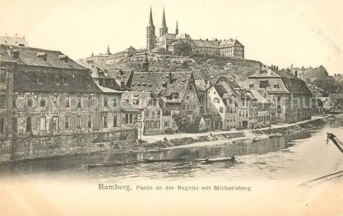 AK / Ansichtskarte Bamberg Partie an der Regnitz mit Michaelsberg Kat. Bamberg