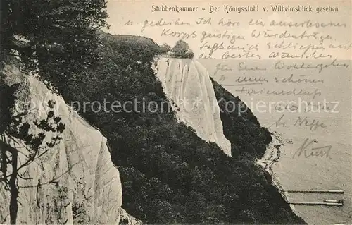 AK / Ansichtskarte Stubbenkammer Ruegen Koenigsstuhl Kreidefelsen vom Wilhelmsblick gesehen Kat. Sassnitz