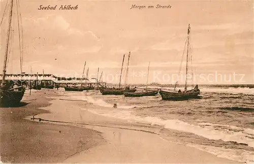 AK / Ansichtskarte Ahlbeck Uecker Randow Strand Boote Seebruecke Kat. Ahlbeck