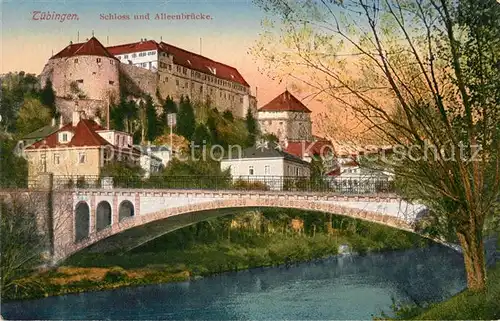 AK / Ansichtskarte Tuebingen Schloss und Alleenbruecke Neckar Kat. Tuebingen