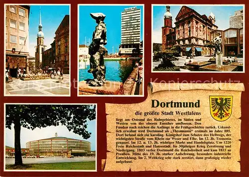 AK / Ansichtskarte Dortmund Markt Reinoldi Kirche Koenigswall Brunnen Markt Westfalenhalle Kat. Dortmund