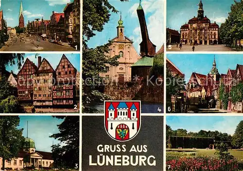 AK / Ansichtskarte Lueneburg Fachwerkhaeuser Ilmenau Badehaus Kurpark Alter Krahn Rathaus  Kat. Lueneburg