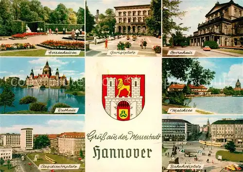 AK / Ansichtskarte Hannover Herrenhausen Georgsplatz Opernhaus Rathaus Maschsee Kat. Hannover