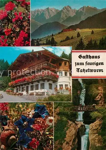 AK / Ansichtskarte Bayrischzell Gasthaus zum feurigen Tatzelwurm Panorama Wasserfall Kat. Bayrischzell