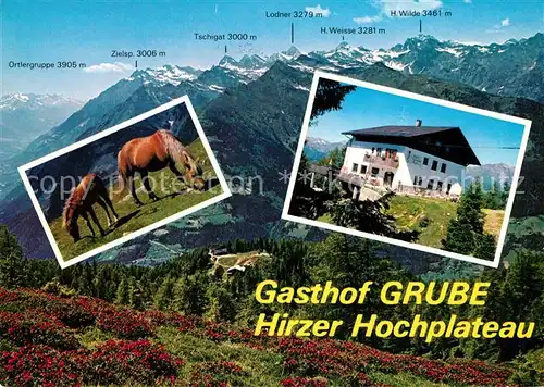 AK / Ansichtskarte Schenna Meran Gasthof Grube mit Hirzer Hochplateau und Ortler Gruppe Kat. Italien