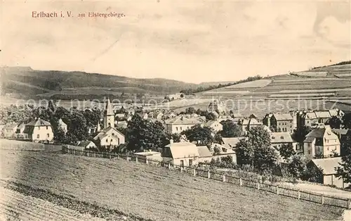 AK / Ansichtskarte Erlbach Vogtland Ortsansicht mit Kirche Elstergebirge Kat. Erlbach Vogtland