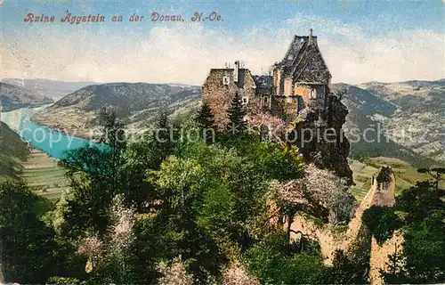 AK / Ansichtskarte Aggsbach Dorf Ruine Aggstein Wachau Donaupartie