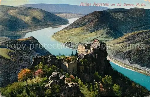 AK / Ansichtskarte Aggsbach Dorf Ruine Aggstein Wachau Donaupartie