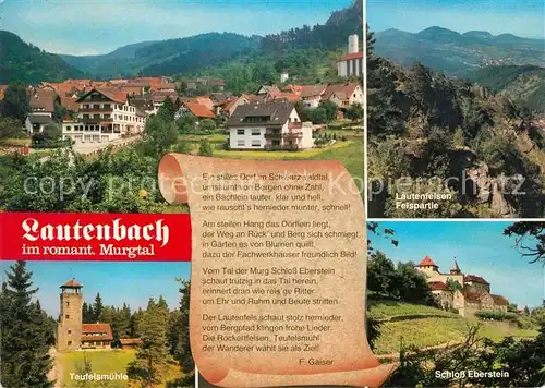 AK / Ansichtskarte Lautenbach Gernsbach Lautenfelsen Teufelsmuehle Schloss Eberstein Kat. Gernsbach