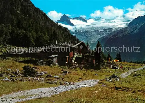 AK / Ansichtskarte Habachtal Alpengasthof Enzian mit Habachkees und Schwarzkopf Kat. Oesterreich