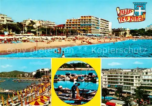 AK / Ansichtskarte Juan les Pins La plage Le port des pecheurs Le grand Hotel Palace Kat. Antibes