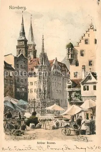 AK / Ansichtskarte Nuernberg Schoener Brunnen Kat. Nuernberg