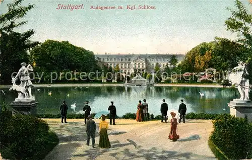 AK / Ansichtskarte Stuttgart Anlagensee Schloss Kat. Stuttgart