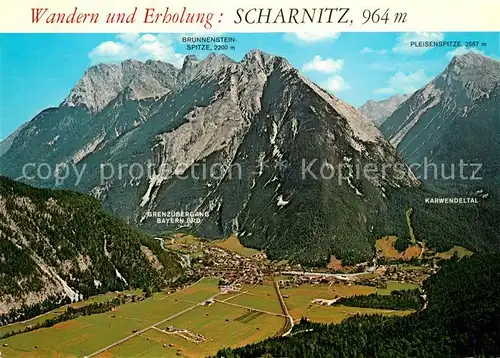 AK / Ansichtskarte Scharnitz Brunnensteinspitze Pleisenspitze Grenzuebergang Bayern Karwendeltal Kat. Scharnitz