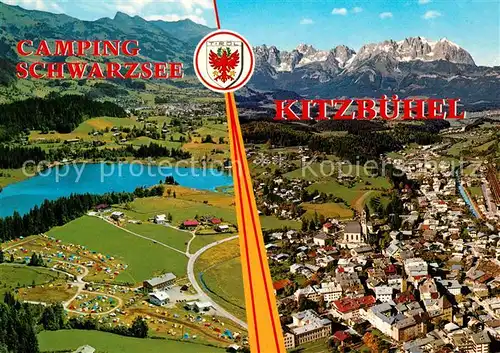 AK / Ansichtskarte Kitzbuehel Tirol Camping Schwarzsee Fliegeraufnahme Kat. Kitzbuehel