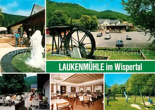 AK / Ansichtskarte Lorch Rheingau Restaurant Cafe Laukenmuehle im Wispertal Terrasse Speisesaal Spielplatz Kat. Lorch