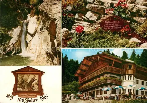 AK / Ansichtskarte Bayrischzell Althistorischer Alpengasthof zum feurigen Tatzelwurm Wasserfall Kat. Bayrischzell