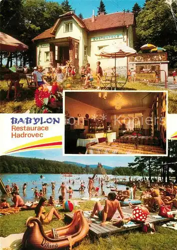 AK / Ansichtskarte Babylon Babilon Restaurace Hadrovec Gastraum Strandpartie Kat. Tschechische Republik