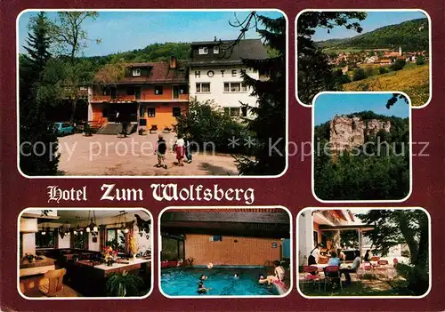 AK / Ansichtskarte Muehlbach Oberpfalz Hotel Zum Wolfsberg Gaststube Schwimmbad Terrasse Burgruine Kat. Dietfurt a.d.Altmuehl