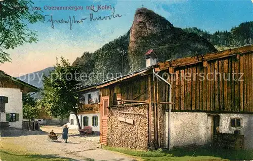 AK / Ansichtskarte Oberammergau Bauernhof mit Blick zum Kofel Kat. Oberammergau