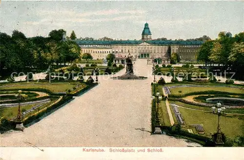 AK / Ansichtskarte Karlsruhe Baden Schlossplatz und Schloss