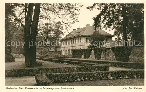 AK / Ansichtskarte Karlsruhe Baden Forstschule im Fasanengarten Schloesschen