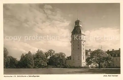 AK / Ansichtskarte Karlsruhe Baden Schlossturm vom Schlossgarten