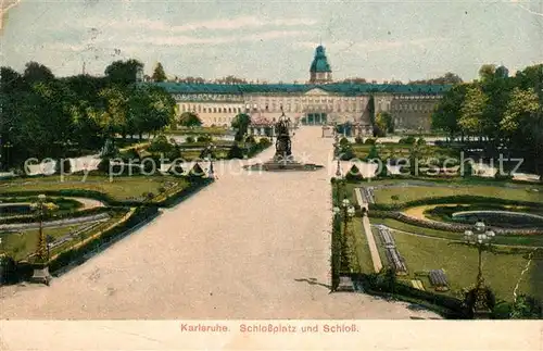 AK / Ansichtskarte Karlsruhe Baden Schlossplatz mit Schloss