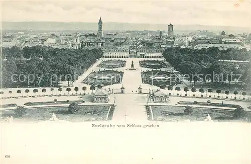 AK / Ansichtskarte Karlsruhe Baden Blick vom Schloss auf Schlossgarten