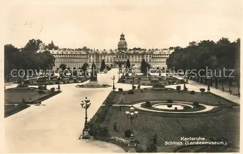 AK / Ansichtskarte Karlsruhe Baden Schloss mit Garten Landesmuseum