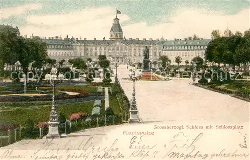 AK / Ansichtskarte Karlsruhe Baden Schloss mit Schlossplatz