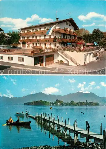 AK / Ansichtskarte Gstadt Chiemsee Gaestehaus Heistracher Bootsanlegesteg Kat. Gstadt a.Chiemsee