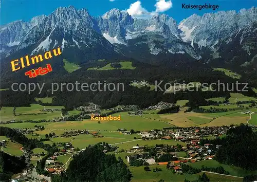 AK / Ansichtskarte Ellmau Tirol Fliegeraufnahme mit Kaiserbad und Kaisergebirge Kat. Ellmau