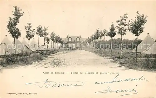 AK / Ansichtskarte Sissonne Aisne Offizierszelte Militaerlager Kat. Sissonne