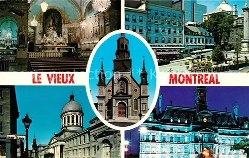 AK / Ansichtskarte Montreal Quebec Eglise Notre Dame du Bon Secours Old City Square Hotel de Ville at night Kat. Montreal