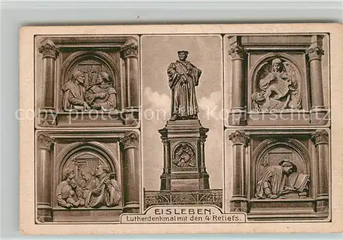 AK / Ansichtskarte Eisleben Lutherdenkmal mit den 4 Reliefs Kat. Eisleben