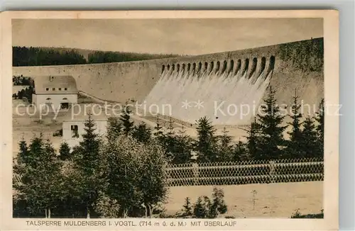 AK / Ansichtskarte Muldenberg Vogtland Talsperre mit ueberlauf Sperrmauer Kat. Schoeneck Vogtland