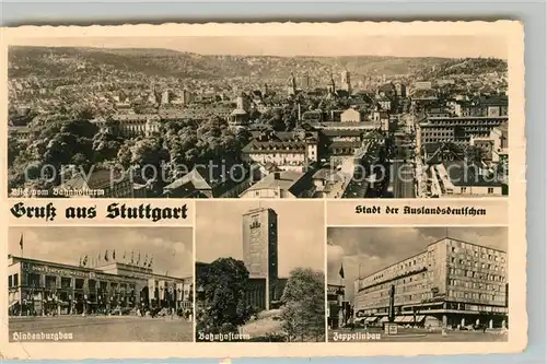 AK / Ansichtskarte Stuttgart Panorama Blick vom Bahnhofsturm Hindenburgbau Zeppelinbau Kat. Stuttgart
