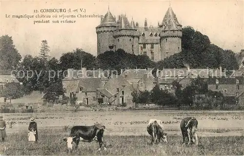 AK / Ansichtskarte Combourg Chateau ou sejourna Chateaubriand pendant son enfance des vaches Kat. Combourg