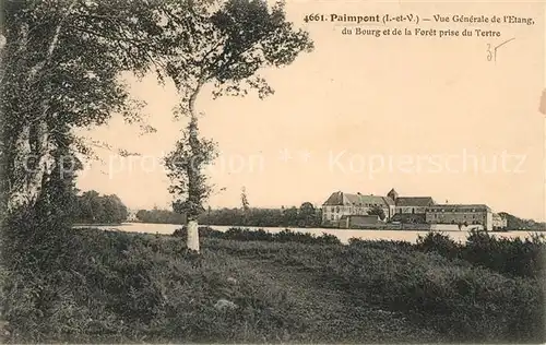 AK / Ansichtskarte Paimpont Vue generale de l Etang Bourg Foret prise du Tertre Kat. Paimpont