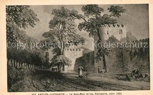 AK / Ansichtskarte Guerande Le Bas Mail et les Remparts vers 1840 Dessin Kuenstlerkarte Kat. Guerande