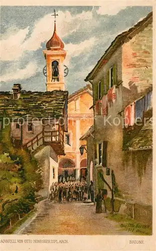 AK / Ansichtskarte Brione Aquarell Otto Honegger Kat. Brione sopra Minusio