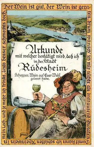 AK / Ansichtskarte Ruedesheim Rhein Weinurkunde  Kat. Ruedesheim am Rhein