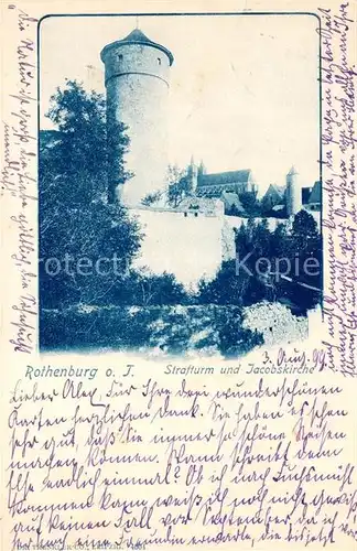 AK / Ansichtskarte Rothenburg Tauber Strafturm Jacobskirche Kat. Rothenburg ob der Tauber