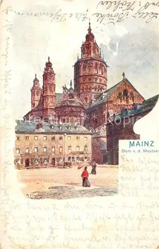 AK / Ansichtskarte Mainz Rhein Dom Kuenstlerkarte 