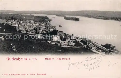 AK / Ansichtskarte Ruedesheim Rhein Panorama Blck vom Niederwald Kat. Ruedesheim am Rhein