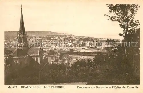 AK / Ansichtskarte Deauville Plage Fleurie Panorama et Eglise de Trouville Kat. Deauville